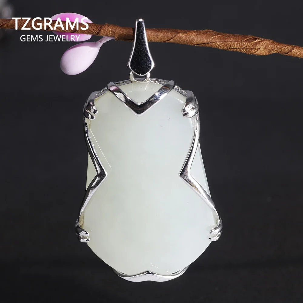 

Natural Gemstone Jade Lucky Pendant Real Silver 925 Jewelry For Women Gothic Birthstone Fashion