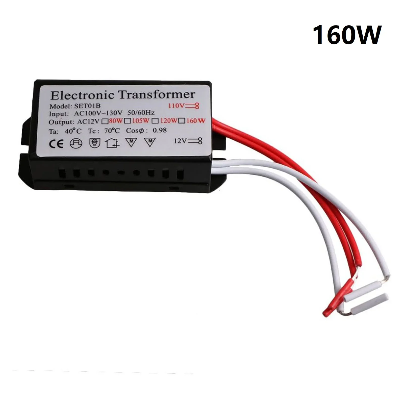 Фото Электронный трансформатор SET01B с входом AC110V-130V и выходом AC12V для драйверов галогенных, ксеноновых и светодиодных ламп, мощность 60W, 120W, 160W на выбор. №3