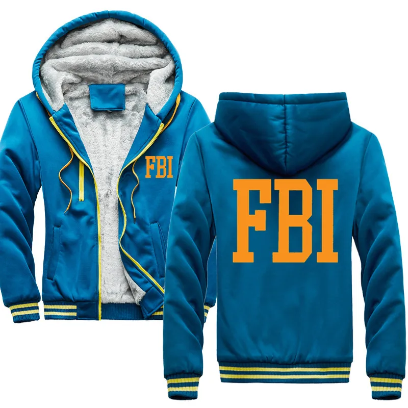 Мужские ФБР толстовки с принтом флисовые на молнии надписью Федерального бюро