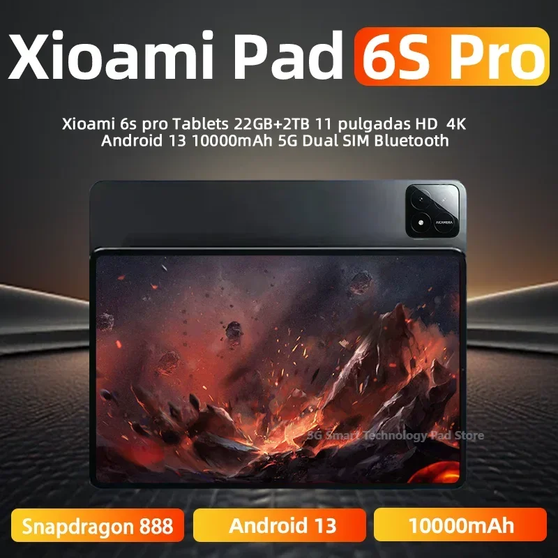 Планшет Pad 6S Pro 4K Android 13.0 Snapdragon 888 11 дюймов 22 ГБ + 2 ТБ 10000 мАч 5G Dual SIM WIFI