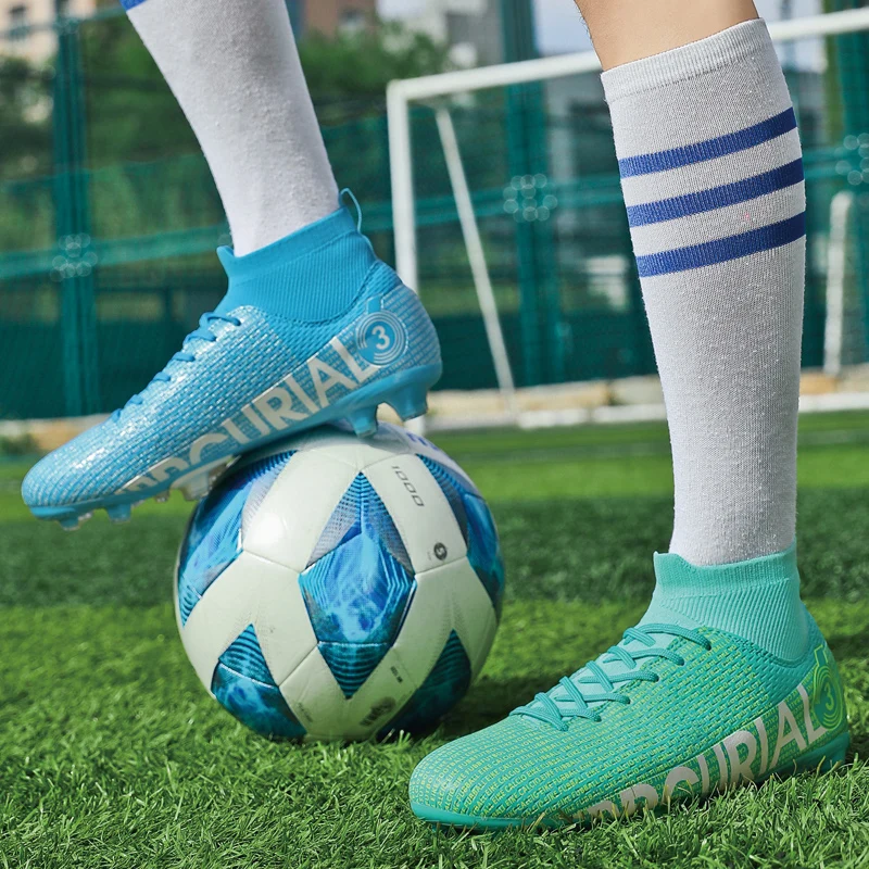 Soccer Shoes Society Professional High Ankle Childrens Athletic Grass Training FG/TF Soccer Cleats Spring Football Boots for Men