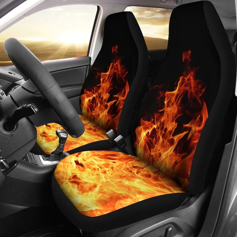 

Red Hot Fire Flames Car Seat Covers Pair, 2 Front Car Seat Covers, Seat Cover for Car, Car Seat Protector, Car Accessory