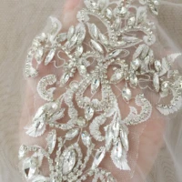 rhinestone crystal appliques tulle crystale beading lace collar with lace backing wedding dress belt bridal cover cape