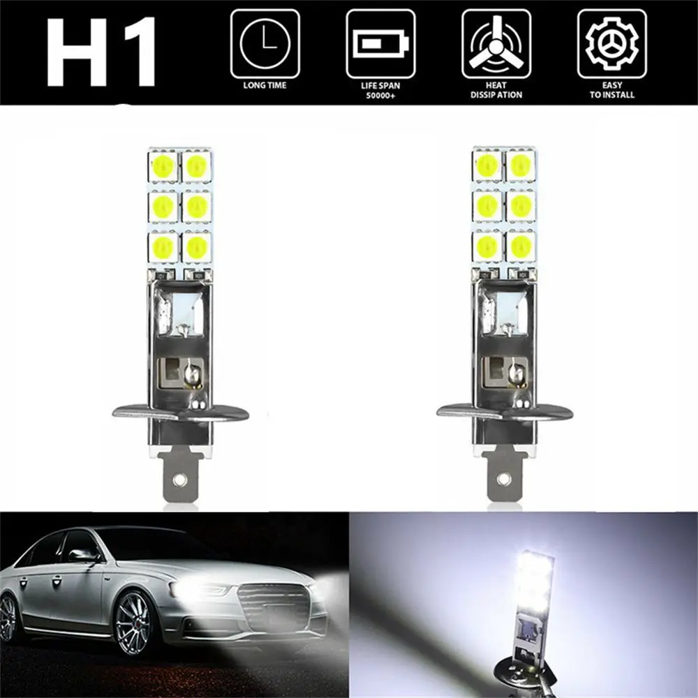 

2X H1-12SMD-5050 6000K супер белый 55 Вт светодиодный налобный фонарь, комплект противотумансветильник фар