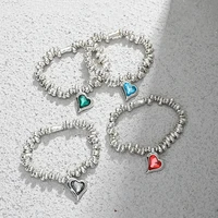 anslow wholesale fashion jewelry adjustable antique silver beads women bracelet diy irregular heart charms gift low0904lb