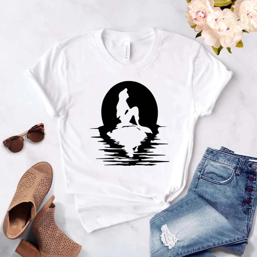 

Mermaid princess Print Women tshirt Cotton Hipster Funny t-shirt Gift Lady Yong Girl Top Tee Drop Ship