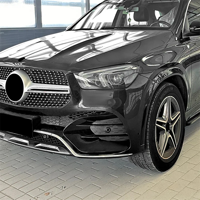 ABS Gloss Front Fog Lamp lighting Grill Grille Decorative Covers guard Stickers 2019-2023 For Mercedes Benz GLE W167 AMG Line