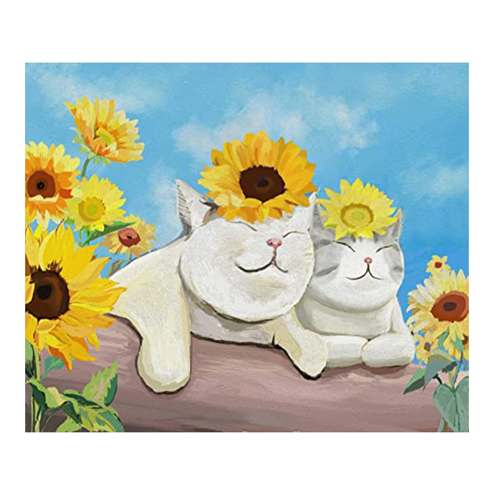 

Алмазная 5D картина LZAIQIZG, картина с изображением кошки под солнцем, квадратная/круглая вышивка крестиком, картина для домашнего декора
