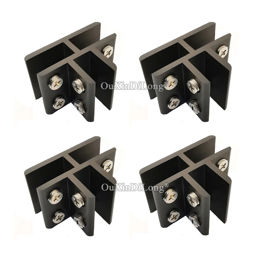 

No Drilling 4PCS Black Aluminum Alloy Glass Clamps T Shape Wooden Board Frame Connectors Glass Clips Fixed Brackets for 8~12mm