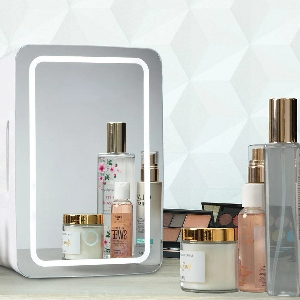 

Liter Portable Cosmetic Refrigerator LED Lighted Makeup Mirror Cooler