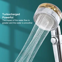 shower head high pressure water saving flow 360 degrees rotating with turbocharged fan bathroom rain spray nozzle accessories