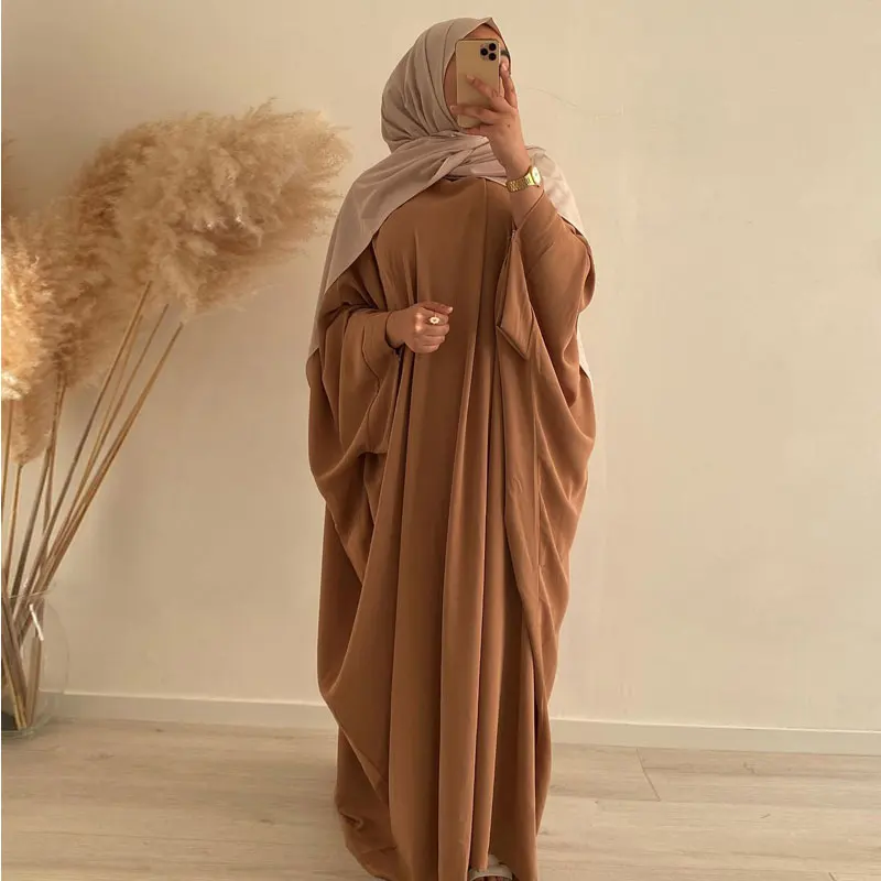 Eid Long Khimar мусульманское платье абайя женское цельное летучая мышь Nida Молитвенное