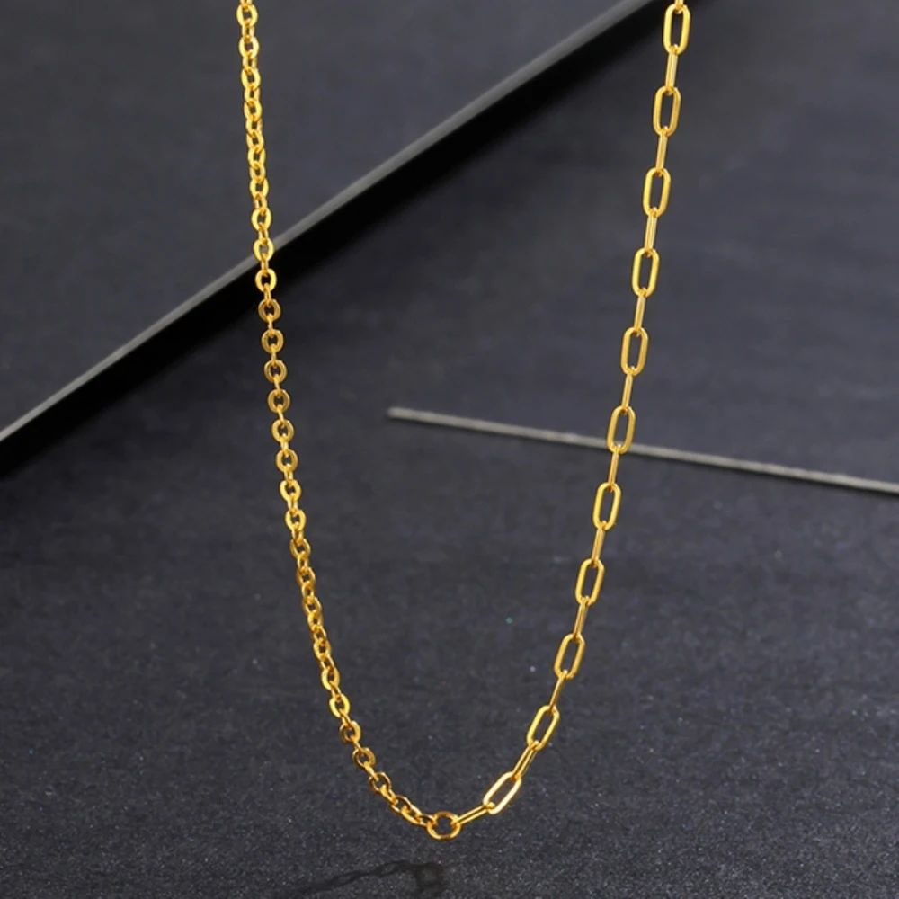 

Real Pure 999 24K Yellow Gold Chain 1.4mm 2mm Wide O Link Necklace Women Lucky Gift 40-45cm