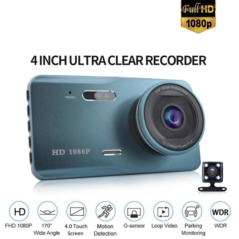

1080P Full HD Dual Lens Car DVR Front Rear Cameras Dash Cam Video Recorder Vehicle Dash Camera Monitor Motion Detector Registrar