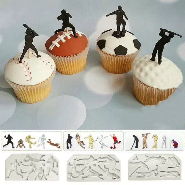 

NEW2022 Sport Baseball Golf Soccer Rugby Football Fondant Cake Molds Chocolate Mold for The Kitchen Baking Decoration Tool