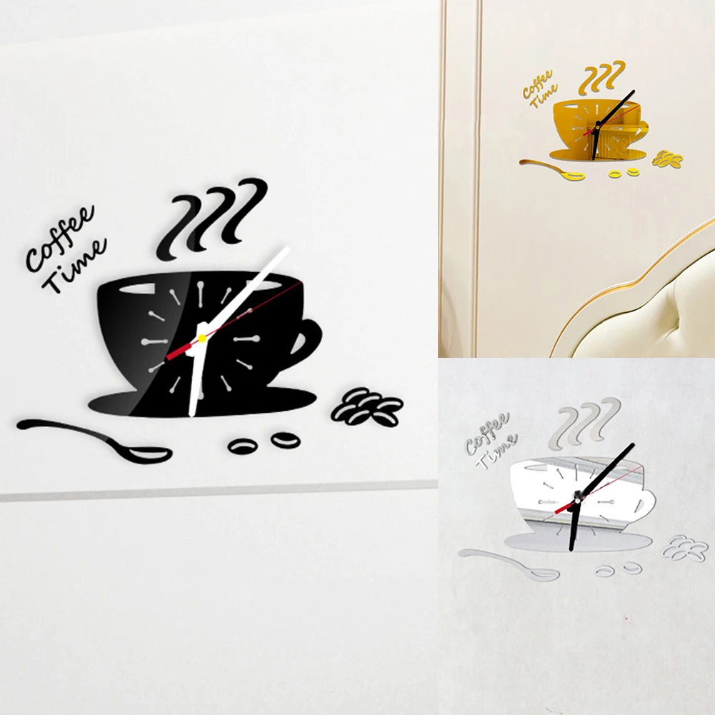 

Wall Clock Watch Clocks Creative 3D DIY Coffee Cup Wall Clock Modern Acrylic Mirror Big Cup Wall Clocks Livingroom Home Decor
