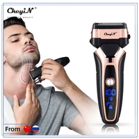 ckeyin professional men shaver 3 blade electric beard trimmer rechargeable waterproof moustache razor machine with led display