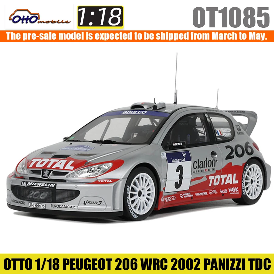 Miniature Solido 1/18 - Peugeot 206 WRC TDC 2002 - Panizzi - Neuve