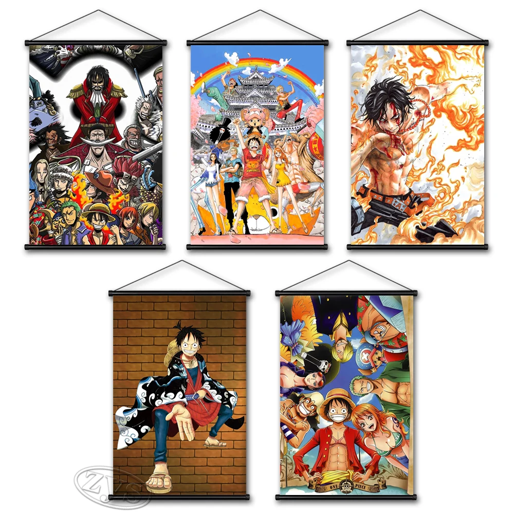 

Wall Art One Piece Canvas Paintings Portgas D. Ace Modular Pictures Monkey D. Luffy Poster Anime Home Decoration For Living Room