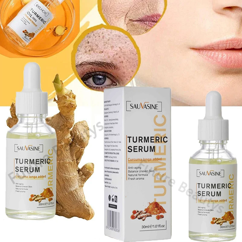 

30ML Turmeric Facial Serum Facial Essence Gently Moisturizes Skin Acne Marks Fade Fine Lines Anti-aging Whitening