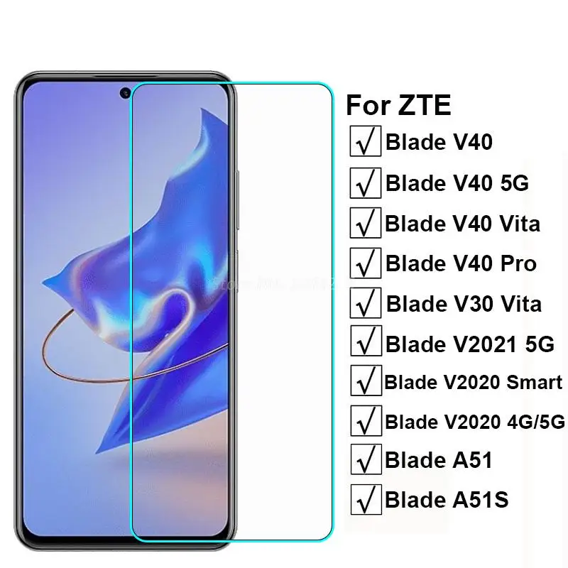 Закаленное стекло для ZTE Blade V40 Pro V30 Vita Blade A51S, Защитная пленка для экрана ZTE Blade V2020 Smart V2021, 2-1 шт.