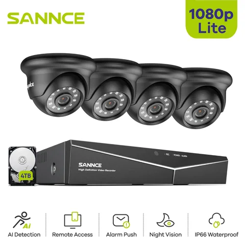 SANNCE 4CH 1080N DVR CCTV система 4 шт. 1080P камеры безопасности ИК Крытый водонепроницаемый открытый видеонаблюдения CCTV комплект