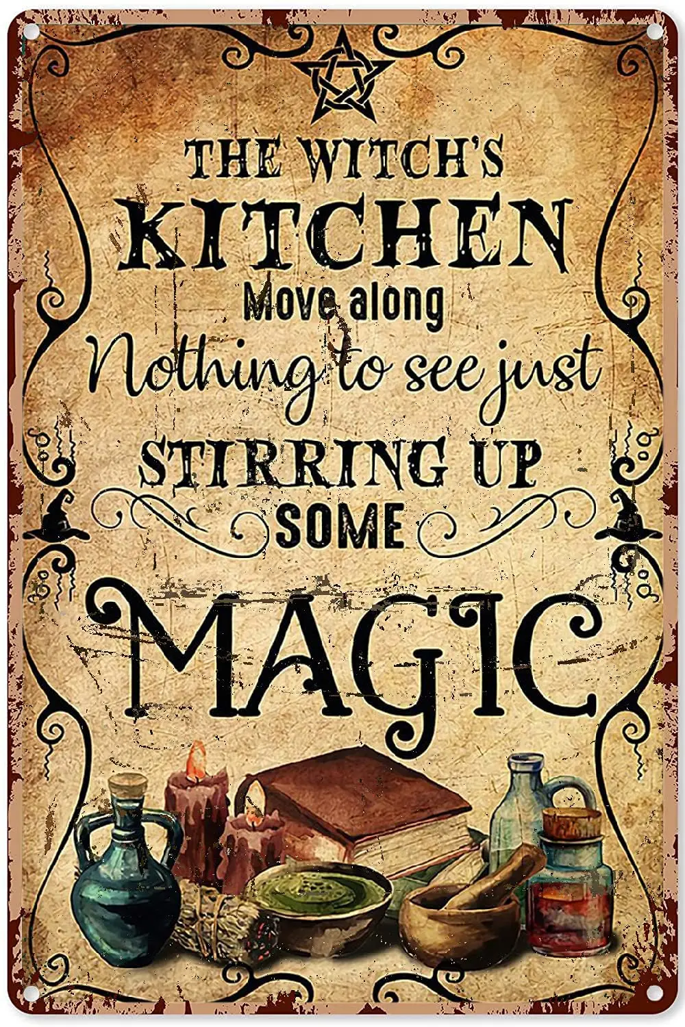 

Декор «ведьма» для полки, винтажный постер на кухню Хэллоуин, металлический жестяной знак, 8x12 дюймов