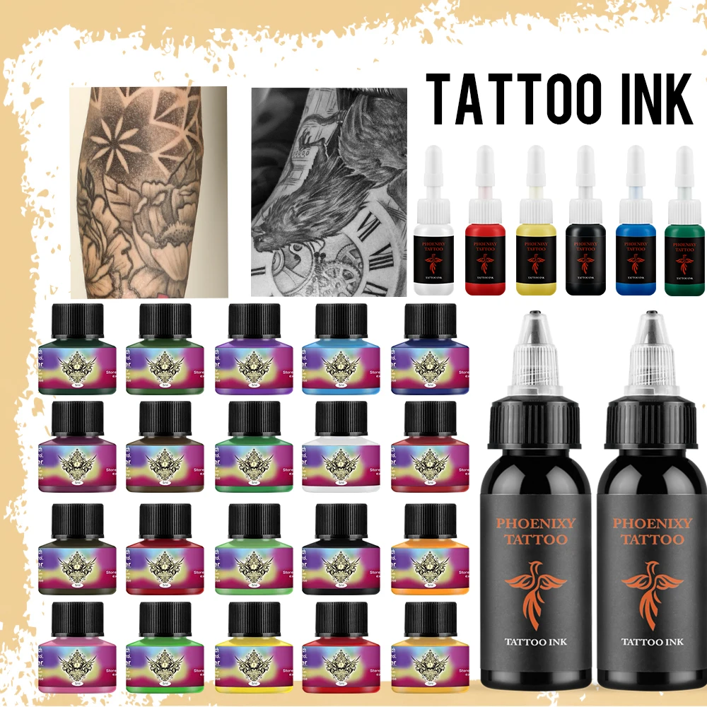 

Чернила для татуировки Phoenixy 30/5 мл, пигмент для татуировок, набор для перманентного макияжа, черные и белые профессиональные чернила для татуировок