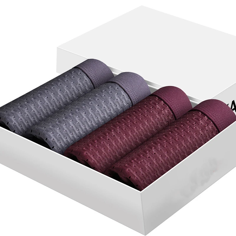 4Pcs/lot Men's Panties Men Underwear Boxershorts Ropa Interior Hombre Calzoncillos Breathable Hombre Mesh Hole Male Boxer Shorts