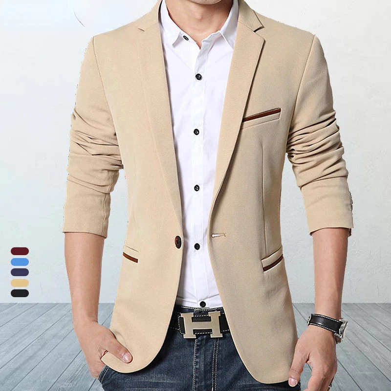 

Brand Mens Casual Blazers Autumn Spring Fashion Slim Suit Jacket Men Blazer Masculino Clothing Vetement Homme M~5XL HF1415