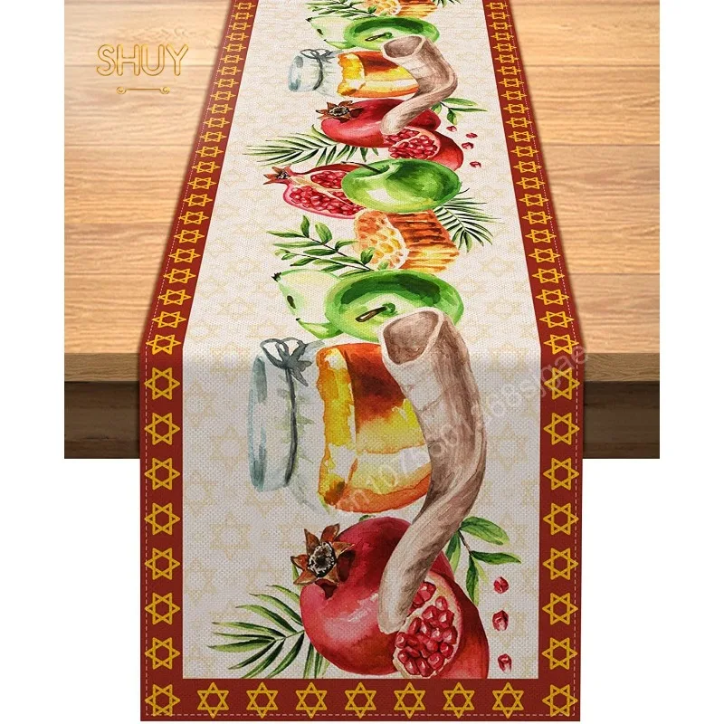 

Fruit Printing Table Runner New Year Animal Graphic Cartoon Wedding Party Cafe Decor Home Kitchen Dining Decoration Tablecloth
