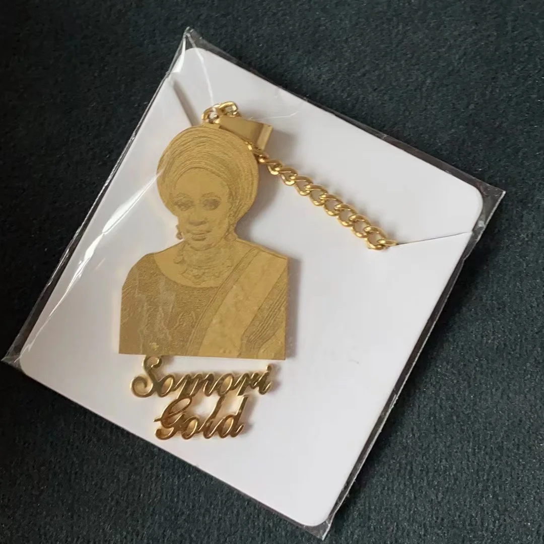 Custom Photo Name Necklace Personalized Pendant Stainless Steel Gold Engraved Cartoon Necklace Nameplate Fashion Women Jewelry