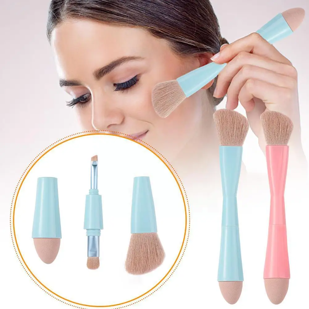 4-in-1 Makeup Brush For Eye Shadow Foundation Women Cosmetic Powder Blush Blending Beauty Make Up Tool For Lady Cosmetic 1p N8N7