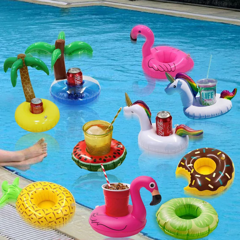 

Swimming Pool Mini Inflatable Cup Holder Water Float Coaster Summer Pool Hawaii Party Supplies Flamingo Unicorn Pineapple Shape