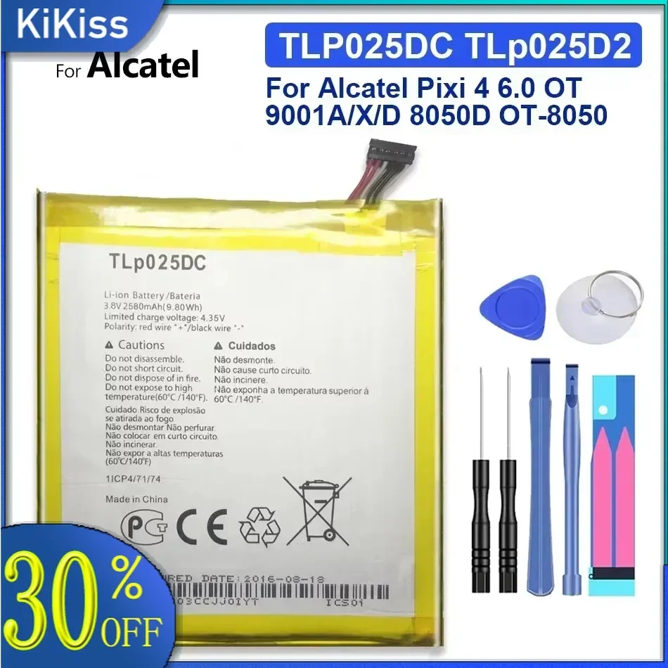 Сменный аккумулятор для Alcatel Pixi 4 6 0 OT 9001A X D 8050D OT-8050 2580 мАч TLP025DC TLp025D2 номер