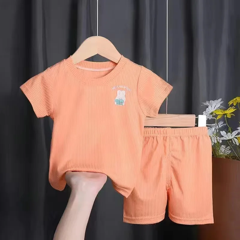 

Kid's Short-sleeved Suit Boys And Girls Thin Top + Pants Two-piece Children's Comfortable Homewears 1-6 Years Baby T-shirt Suit