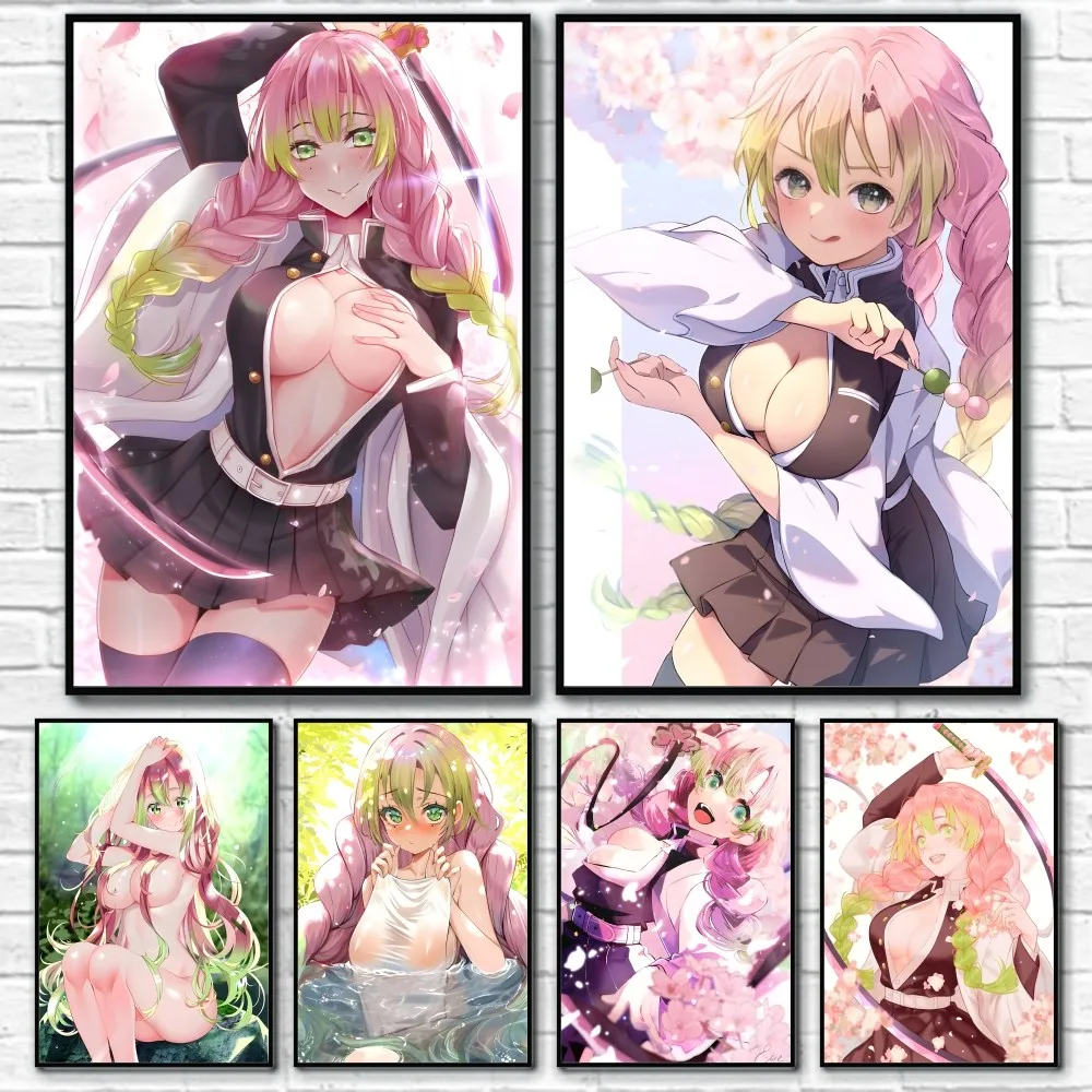 K-Kanroji M-Mitsuri Anime Sexy Poster Sticky Wall Art Printing Waterproof Home Living Bed Room Bar Aesthetic Decor