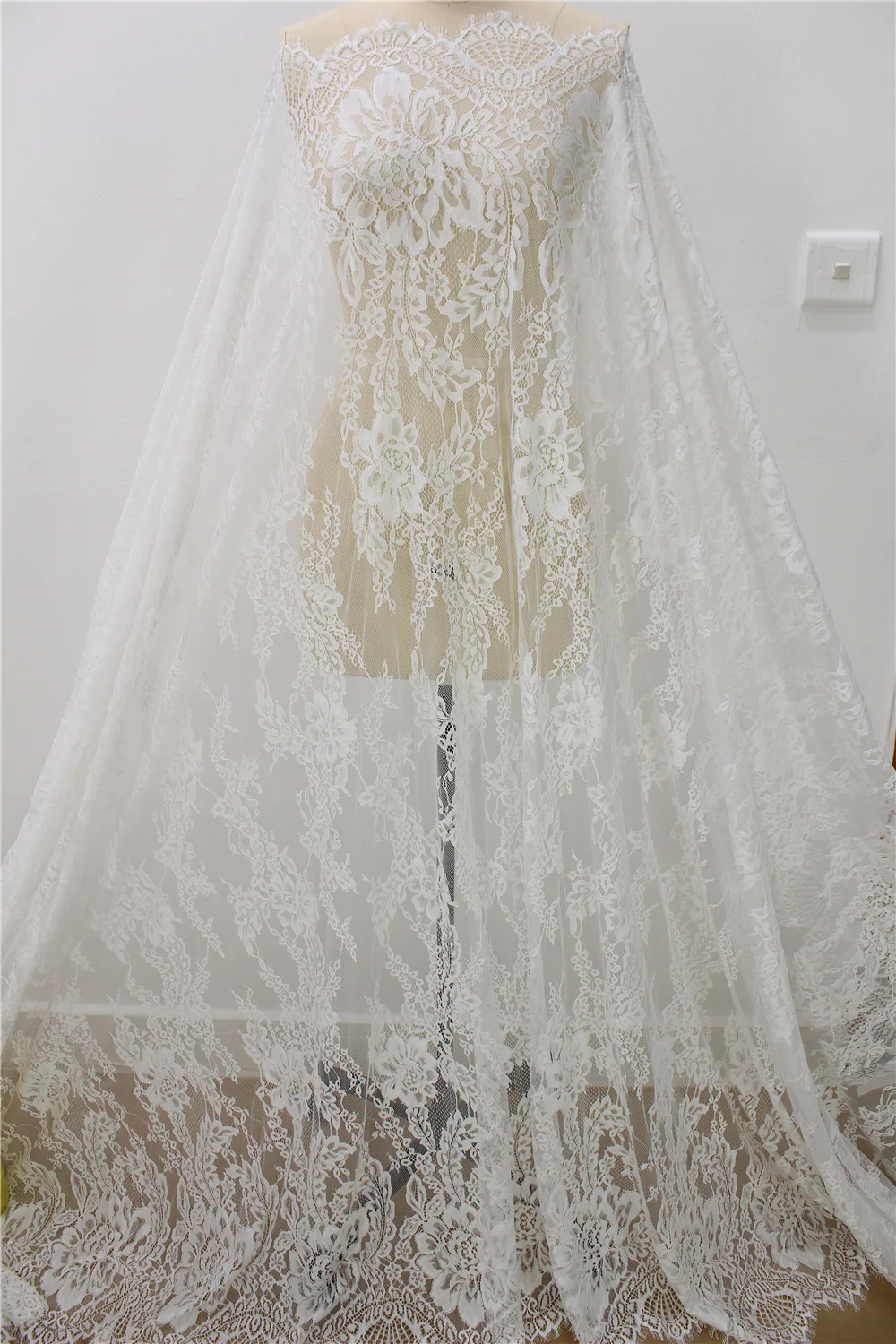 

Кружевное женское свадебное белье шантилье, Белая французская отделка, кружевная ткань с ресничками, 3 метра