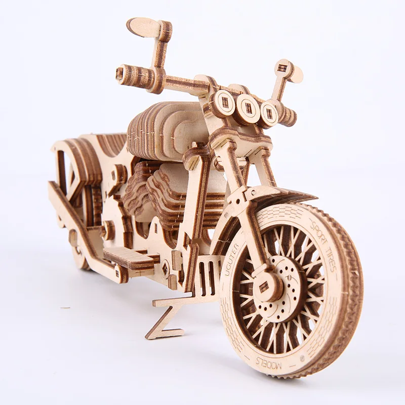 

25CM wooden mechanical model creative 3D three-dimensional puzzle puzzle handmade DIY assembling motorcycle gift toy