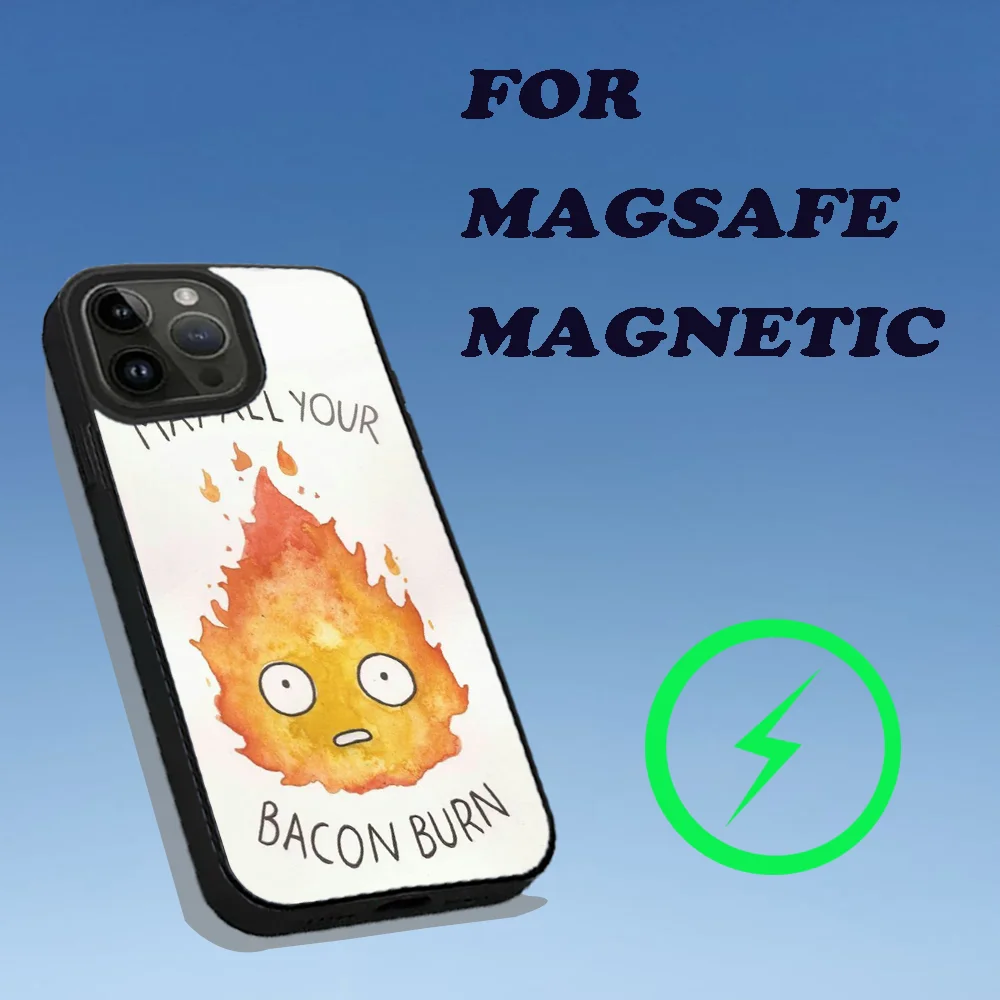 Милый чехол для телефона Fire C-CalciferS iPhone 16 15 14 13 12 11 Plus Pro Max Mini Magsafe с магнитной