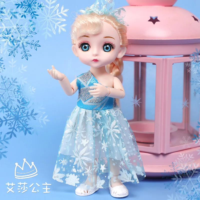 

16 см милый изысканный кукольный набор 1/8 Bjd замороженная кукла принцессы с юбкой 3D настоящие глаза Детские куклы игрушки дети одеваются игру...