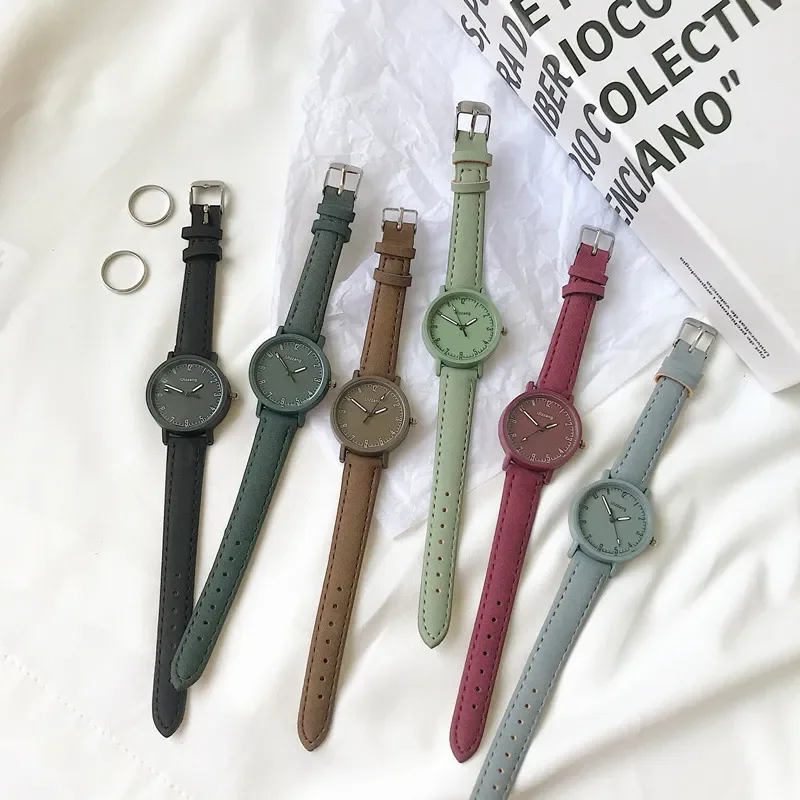 Leather Simple Women Watches Ulzzang Brand Fashion Quartz Watch Qualities Ladies Wristwatches Retro Casual Female Clock