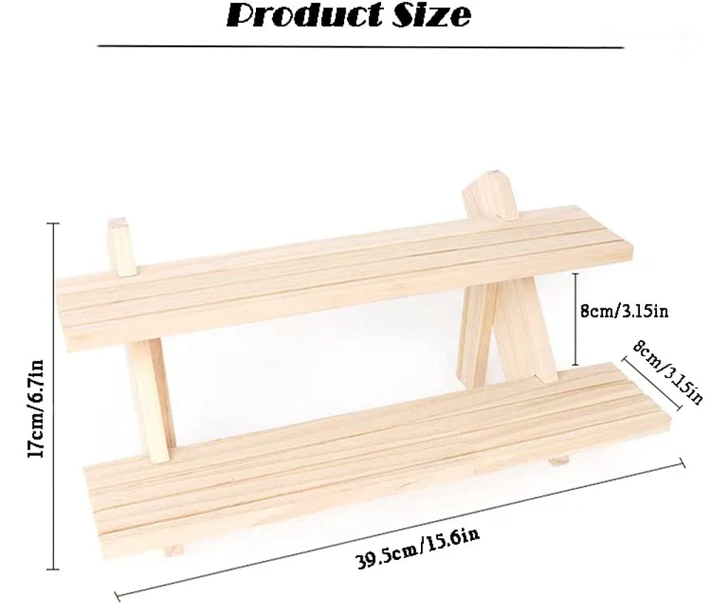 2-Tier Retail Display Rack, Wooden Earring and Ring Display Rack, Storage Rack,Jewelry or Coins（15.6x6.7x3.15 Inch）