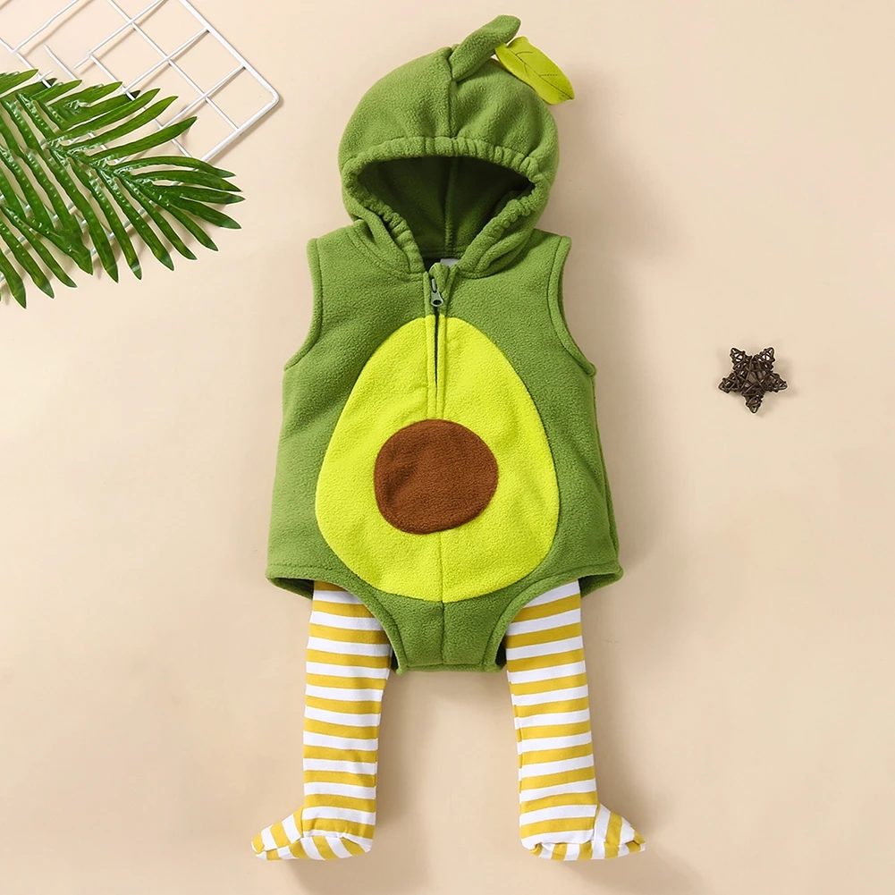 Disfraz Unisex de aguacate y fruta, Pelele de piña y medias a rayas, accesorios de fotografía para bebés de 0 a 12 meses
