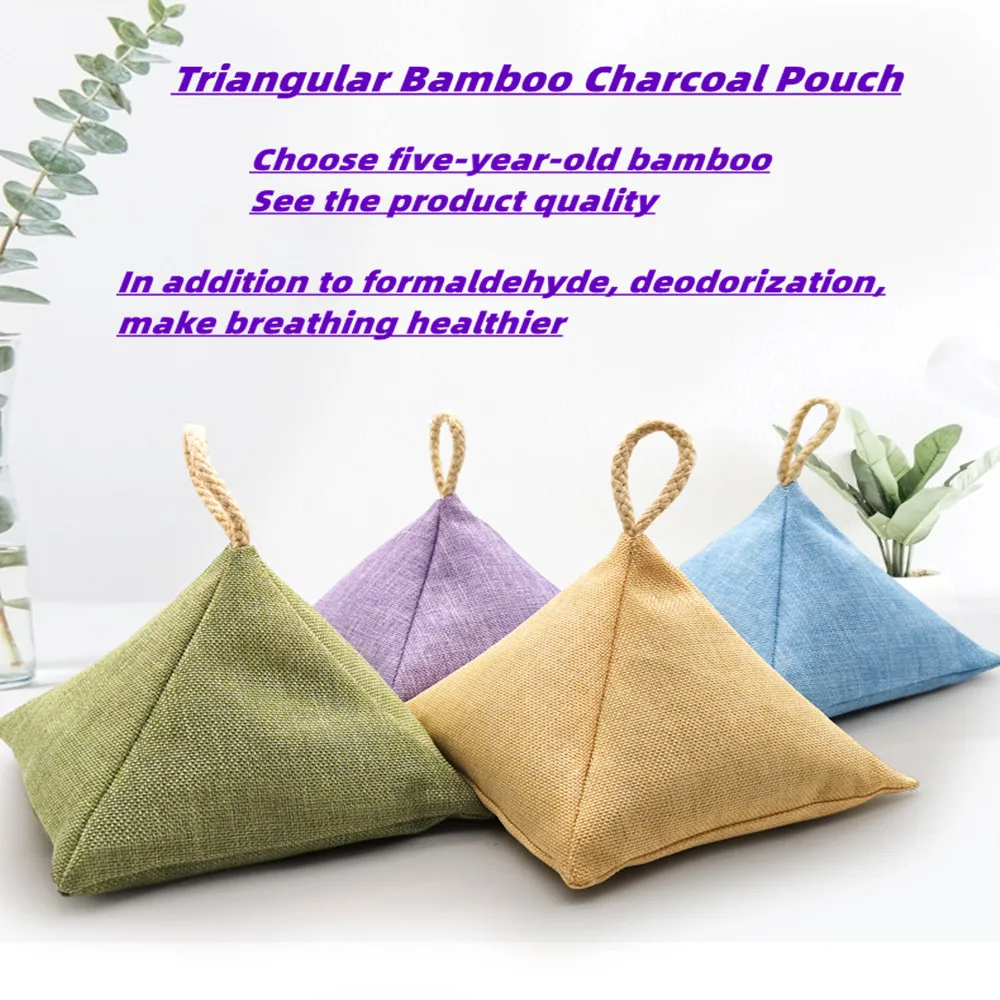 

200g New Cotton Rope Pyramid Charcoal Bag To Absorb Formaldehyde Odor Household Car Active Bamboo Charcoal Bag Triangle Bag