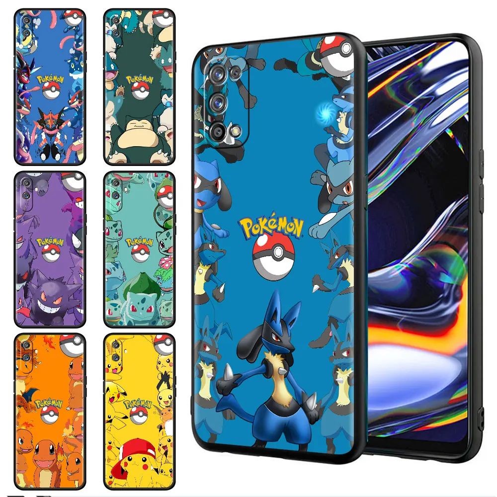 

Phone Cases For Realme 8 6 7 5 Pro C3 C21Y C15 C21 C35 8i XT GT Master Neo2 Neo3 Black Fundas Cover Pikachu Cartoon Gengar