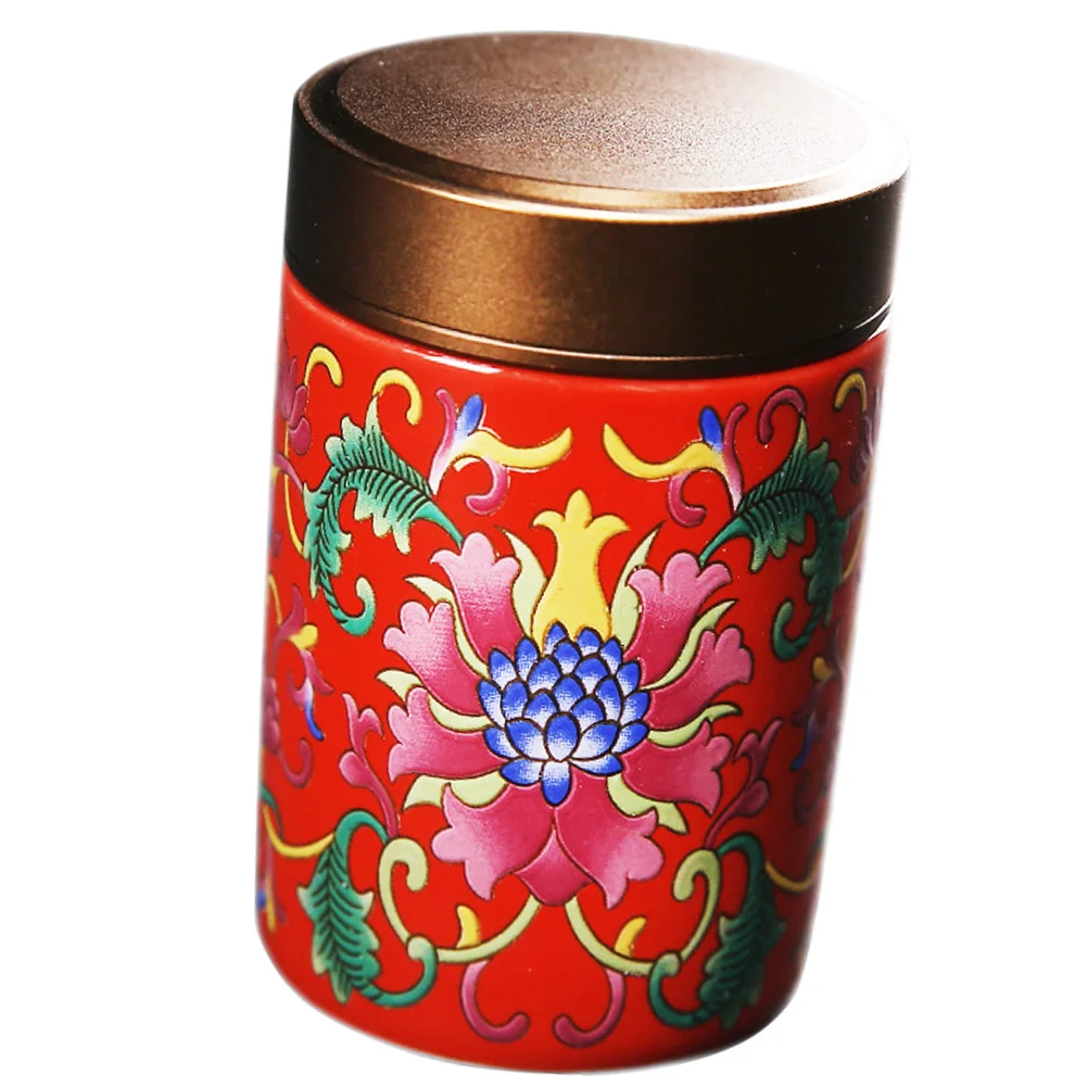

Ceramic Canister for Loose Tea Household Sealed Tea Candy Coffee Tin with Metal Lid