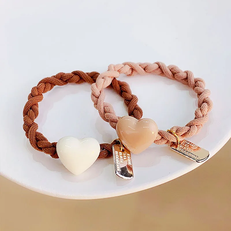 

Женские Винтажные эластичные повязки для волос в форме сердца, милая заколка для конского хвоста, резинки для волос, модные аксессуары для в...