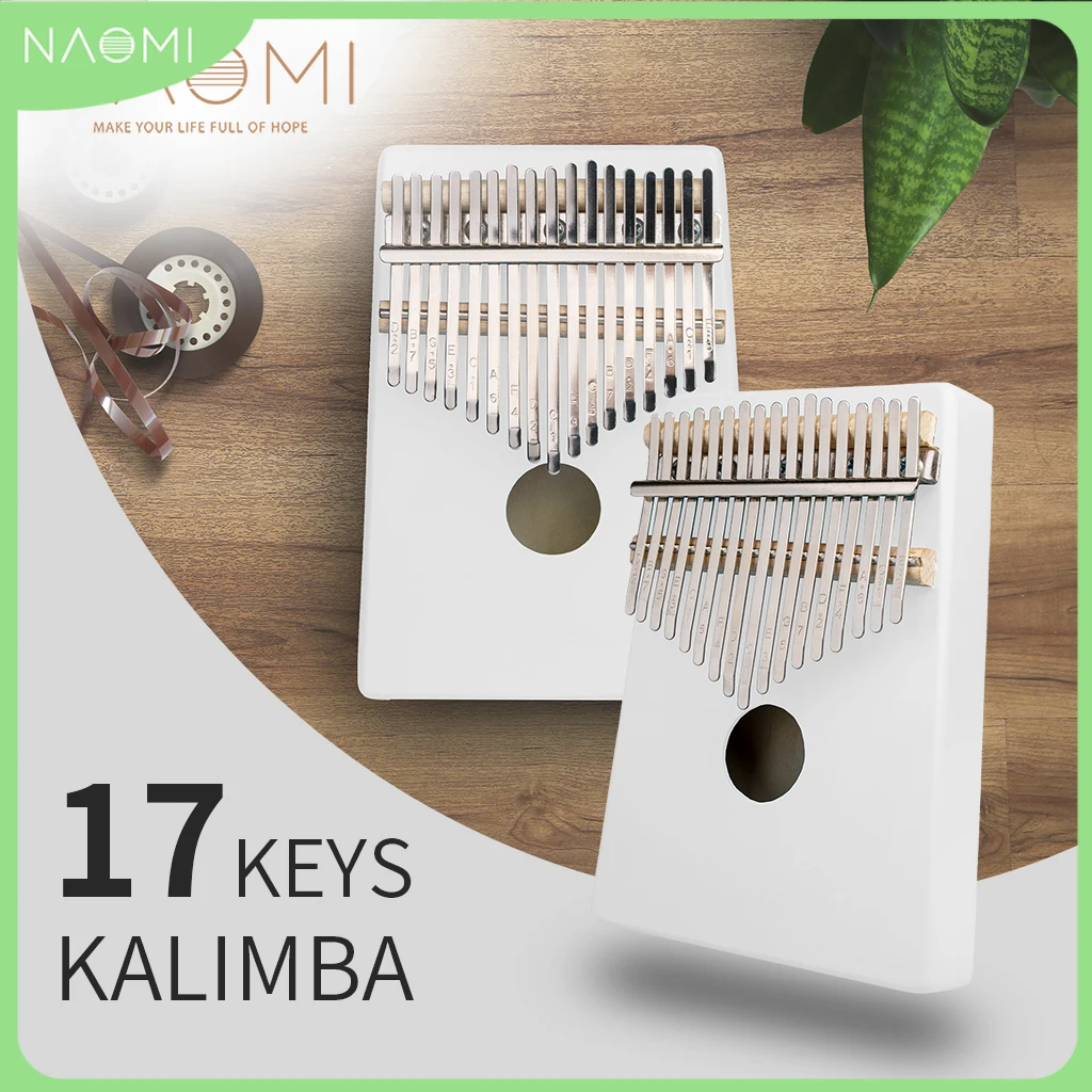 

NAOMI K06-White 17 Keys Thumb Piano Musical Instruments W/ Kalimba Book For Beginners Portable Finger Piano