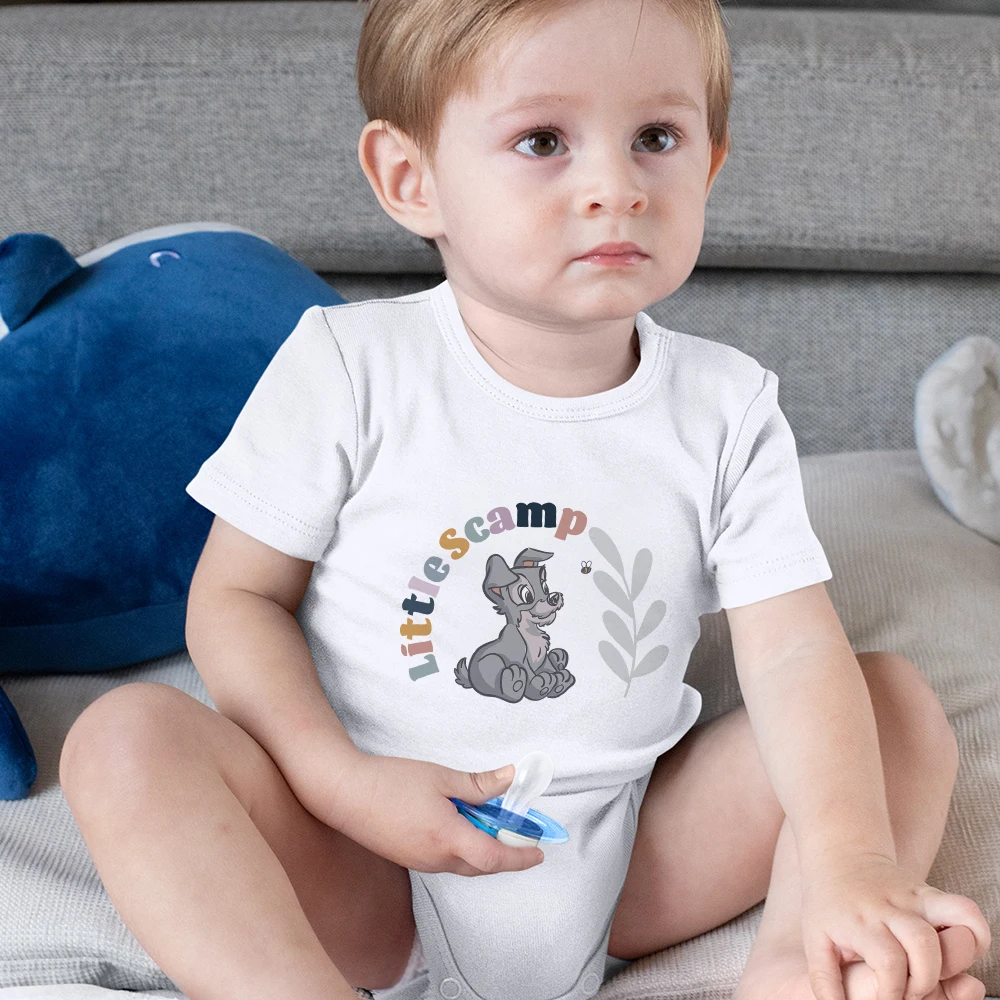 

Lady and The Tramp Disney Funny Casual Toddler Bodysuits Cute Little Scamp Graphics Creative O-Neck Breathable Baby Onesie